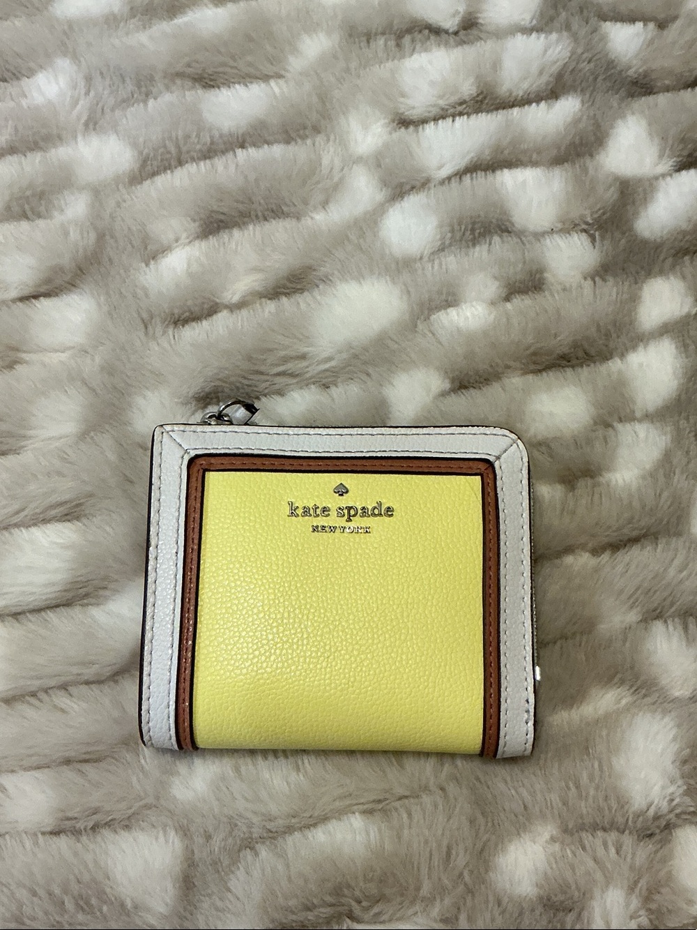 kate spade Yellow, White & Brown Leather Wallet